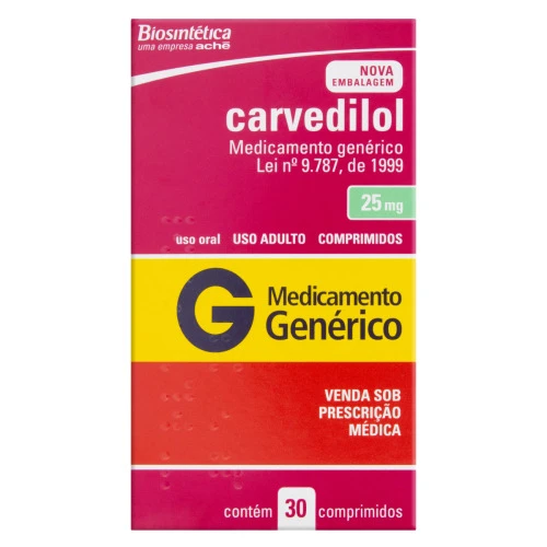 CARVEDILOL 25MG BIOSINTÉTICA CAIXA 30 COMPRIMIDOS