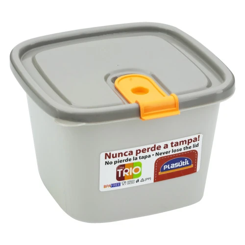 POTE PLÁSTICO QUADRADO ALTO 800ML PLASÁTIL TRIO