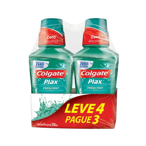 ENXAGUANTE BUCAL COLGATE PLAX FRESH MINT LEVE 4 PAGUE 3 250ML
