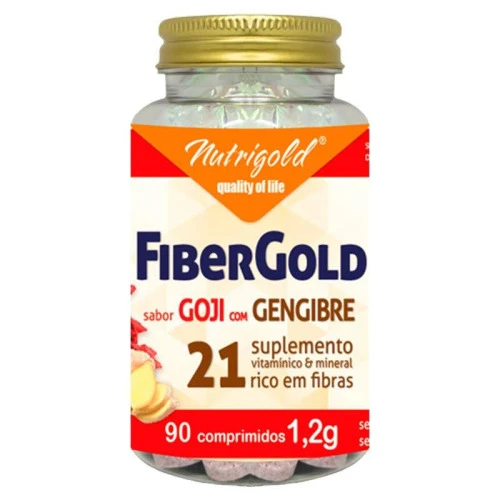 FIBER GOLD 21 GOJI COM GENGIBRE 90 CÁPSULAS 1200MG NUTRIGOLD