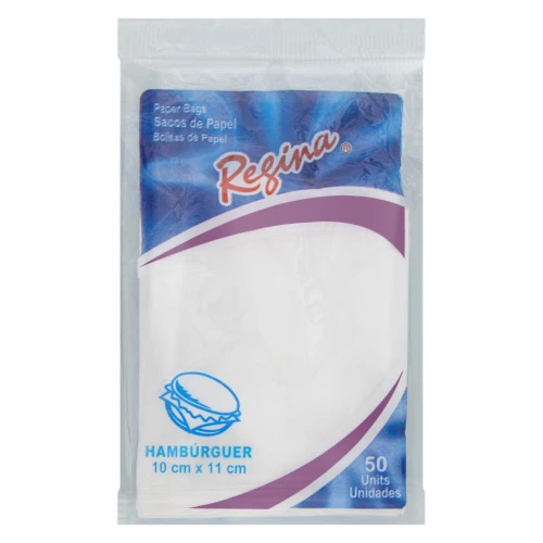 SACO DE PAPEL PARA HAMBÚRGUER REGINA 10CM X 11CM PACOTE 50 UNIDADES