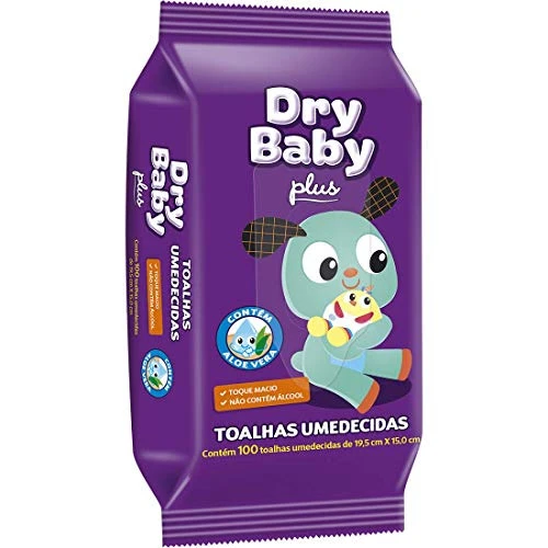 TOALHA UMEDECIDA MACIA DRY BABY PLUS PACOTE 100 UNIDADES LEVE MAIS PAGUE MENOS