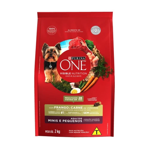 NESTLÉ® PURINA® ONE® RAÇÃO SECA PARA CÃES ADULTOS MINIS E PEQUENOS FRANGO E CARNE 2KG