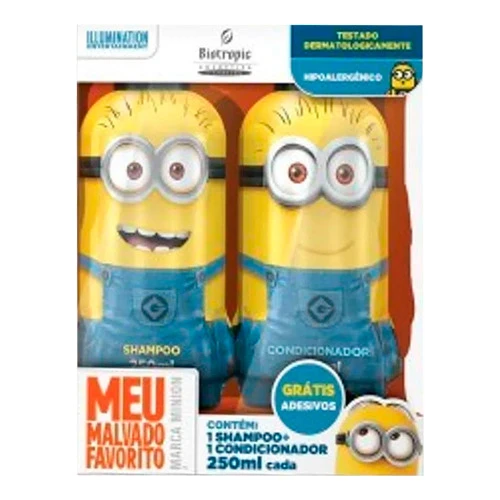 SHAMPOO  CONDICIONADOR MINIONS 250ML GRÁTIS ADESIVOS