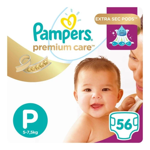 FRALDA DESCARTÁVEL PAMPERS PREMIUM CARE MEGA TAMANHO P 56 UNIDADES