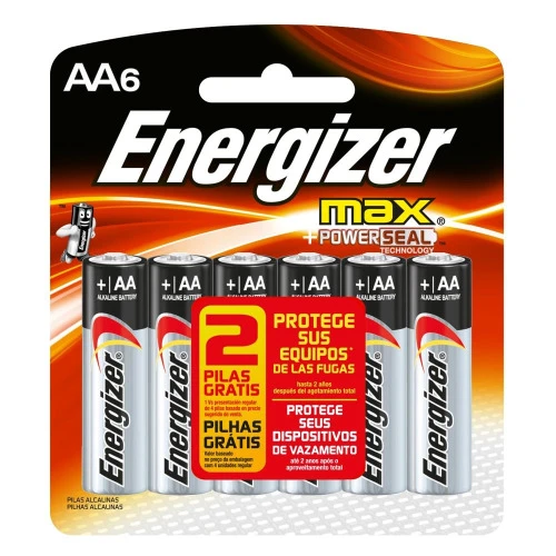PILHA ALCALINA ENERGIZER MAX PEQUENA AA 4 UNIDADES  2 UNIDADES GRÁTIS