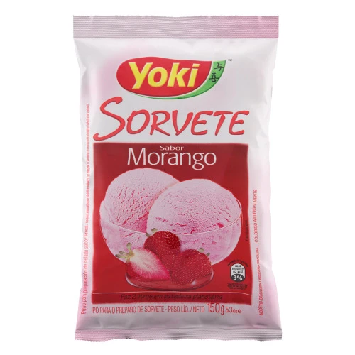 PÓ PARA SORVETE MORANGO YOKI PACOTE 150G
