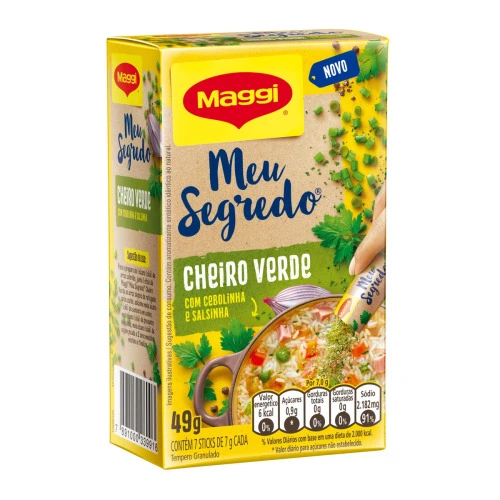 TEMPERO GRANULADO CHEIRO VERDE MAGGI MEU SEGREDO CAIXA 49G 7 UNIDADES