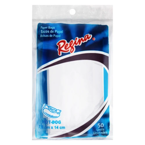 SACO DE PAPEL PARA HOT DOG REGINA 7 5CM X 14CM PACOTE 50 UNIDADES
