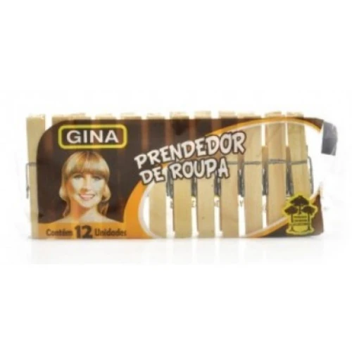 PRENDEDOR DE ROUPA MADEIRA GINA 12 UNIDADES