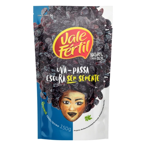 UVA PASSA ESCURA SEM SEMENTE VALE FÉRTIL POUCH 150G