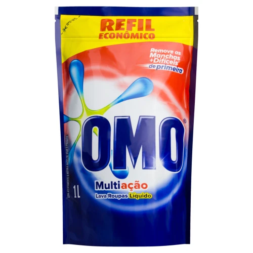 LAVA ROUPAS LÍQUIDO OMO MULTIAÇÃO SACHÊ 1L REFIL ECONÔMICO