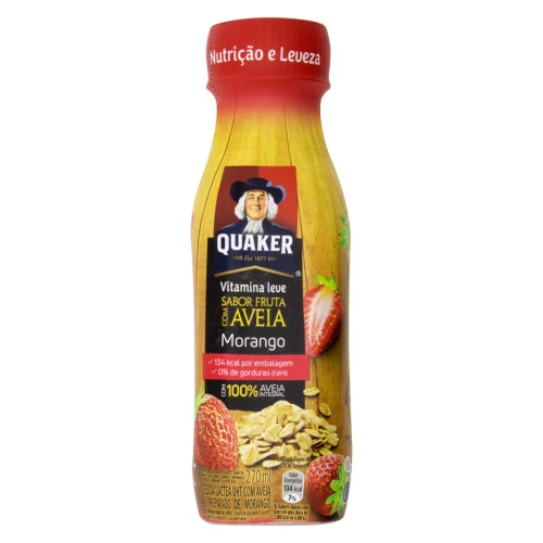 BEBIDA LÁCTEA UHT AVEIA E MORANGO QUAKER FRASCO 270ML