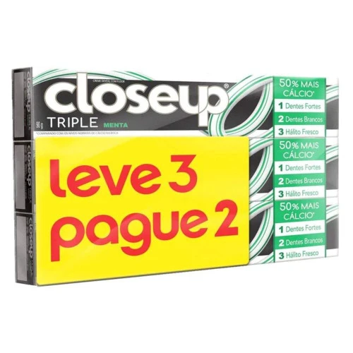 CREME DENTAL CLOSE UP TRIPLE 70G LEVE 3 PAGUE 2 MENTA