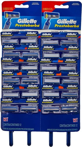 APARELHO DE BARBEAR PRESTOBARBA REGULAR CARTELA COM 24 UNIDADES GILLETTE