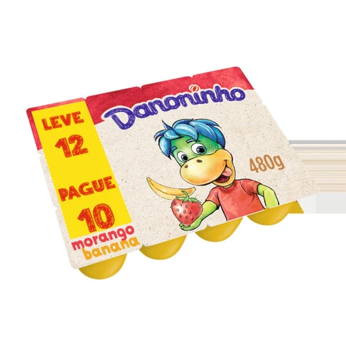 DANONINHO PETIT SUISSE MORANGO E BANANA 480G 12 UNIDADES