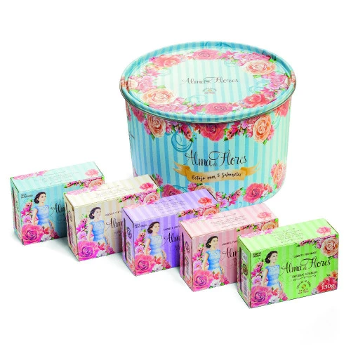 KIT BANHO ALMA DE FLORES 5 SABONETES 130G  LATA EXCLUSIVA