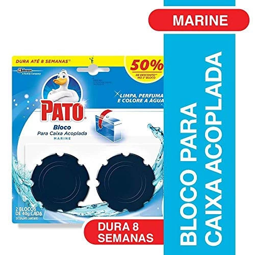 DETERGENTE SANITÁRIO BLOCO PARA CAIXA ACOPLADA MARINE PATO 40G CADA 2 UNIDADES GRÁTIS 50 DE DESCONTO