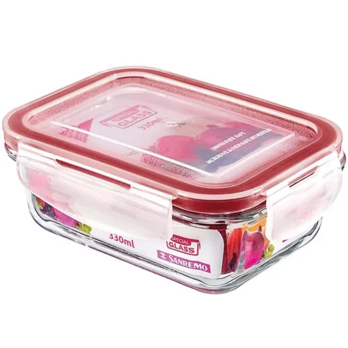 POTE RETANGULAR DE VIDRO BOROSILICATO 330 ML LINHA SPECIAL GLASS SANREMO
