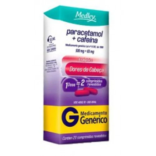 PARACETAMOL 500MG  CAFEÍNA 65MG GENÉRICO MEDLEY 20 COMPRIMIDOS
