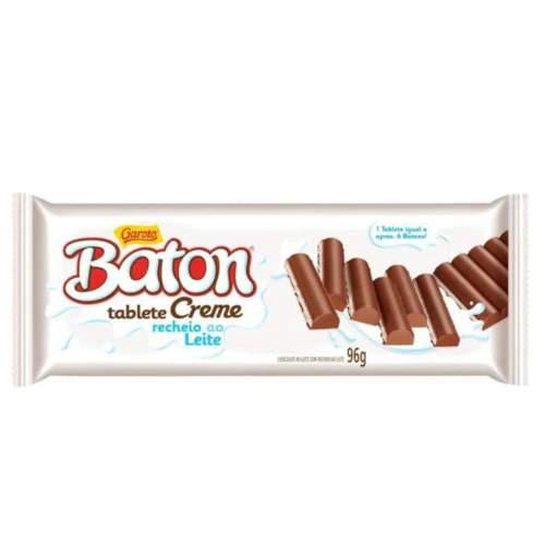 TABLETE DE CHOCOLATE BATON CREME RECHEADO AO LEITE GAROTO 96G