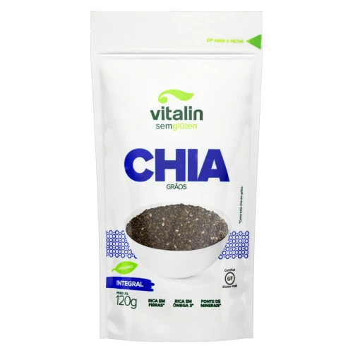 CHIA EM GRÃOS INTEGRAL VITALIN POUCH 120G