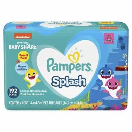 PACK LENÇO UMEDECIDO PAMPERS SPLASH PACOTE 4 UNIDADES
