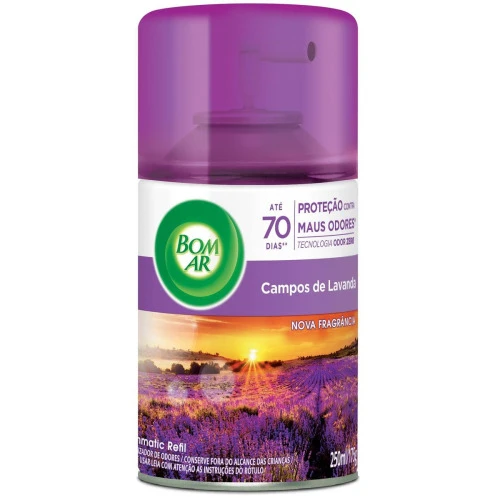 BOM AR AIR WICK AROMATIZADOR SPRAY AUTOMÁTICO FRESHMATIC REFIL LAVANDA 250ML