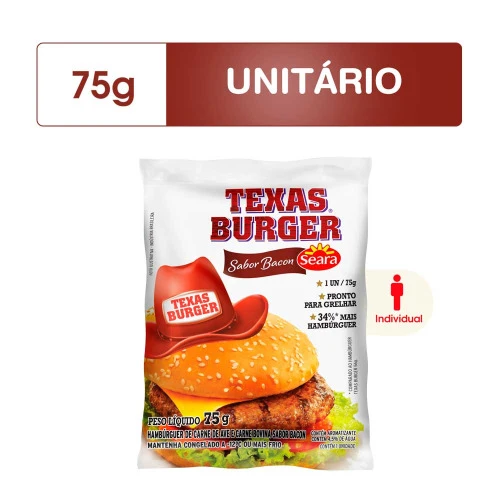 HAMBURGUER SEARA 75G TEXAS BURGUER BACON