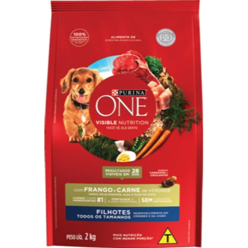 NESTLÉ® PURINA® ONE® RAÇÃO SECA PARA CÃES FILHOTES TODAS AS RAÇAS FRANGO E CARNE 2KG