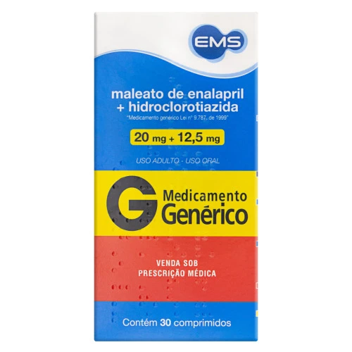 MALEATO DE ENALAPRIL HIDROCLOROTIAZIDA EMS CAIXA 30 COMPRIMIDOS