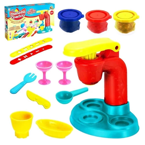KIT MASSINHA DE MODELAR SORVETERIA DIVERTIDA BRINQUEDO ART BRINK