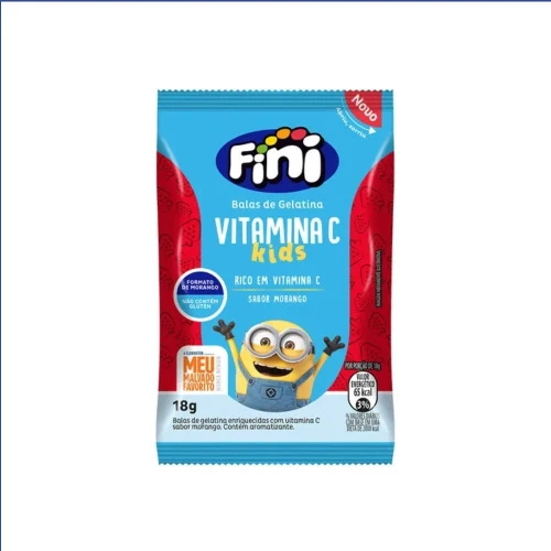 BALAS DE GELATINA FINI KIDS VITAMINA C MORANGO 18G