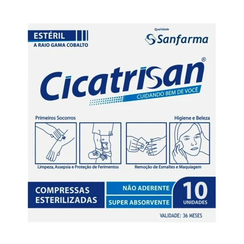 COMPRESSA DE GAZE CICATRISAN NÃO ADERENTE ESTÉRIL 10 UNIDADES