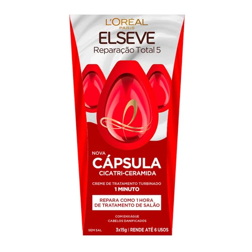 CÁPSULA DE TRATAMENTO ELSEVE REPARAÇÃO TOTAL 5 3 UNIDADES 15ML CADA
