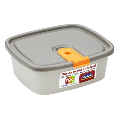 POTE PLÁSTICO RETANGULAR BAIXO 750ML PLASÁTIL TRIO