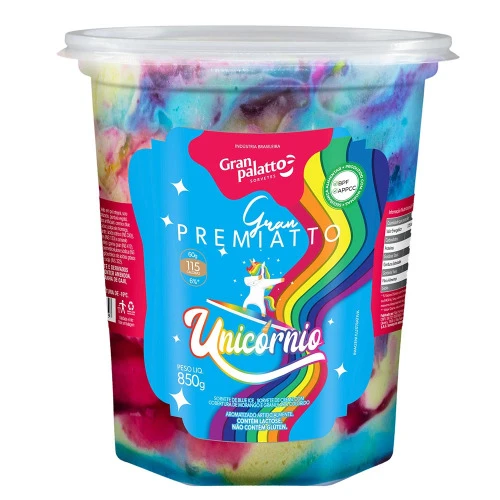 SORVETE PREMIATTO GRANPALATTO 850G UNICÓRNIO