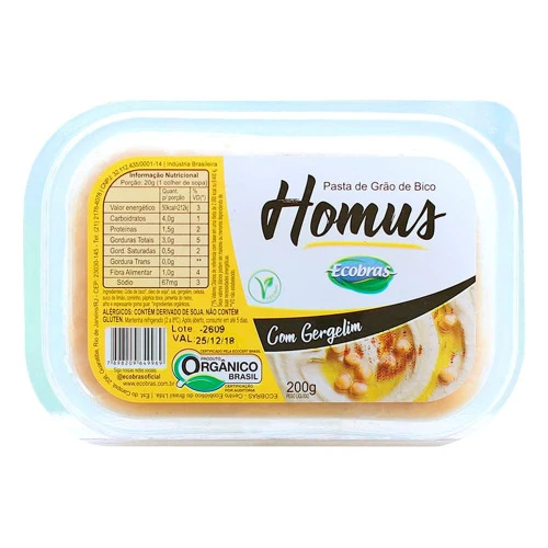 PASTA GRÃO BICO HOMUS ECOBRAS 200G COM GERGELIM