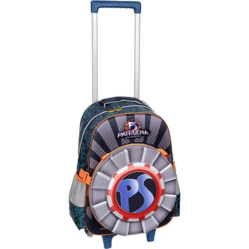 MOCHILA DE CARRINHO PACIFIC PATRULHA SALVADORA AZUL COM PRETO E PRATA
