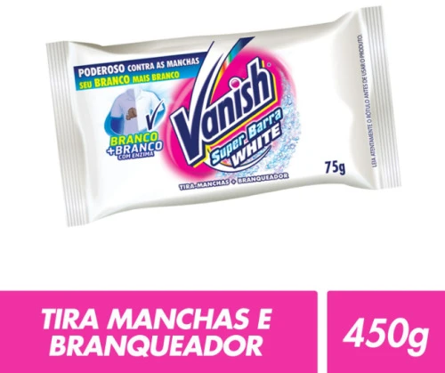 TIRA MANCHAS EM BARRA BRANQUEADOR VANISH WHITE PACOTE 75G