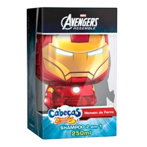 SHAMPOO 2 EM 1 CABEÇAS DIVERTIDAS AVENGERS HOMEM DE FERRO 250ML