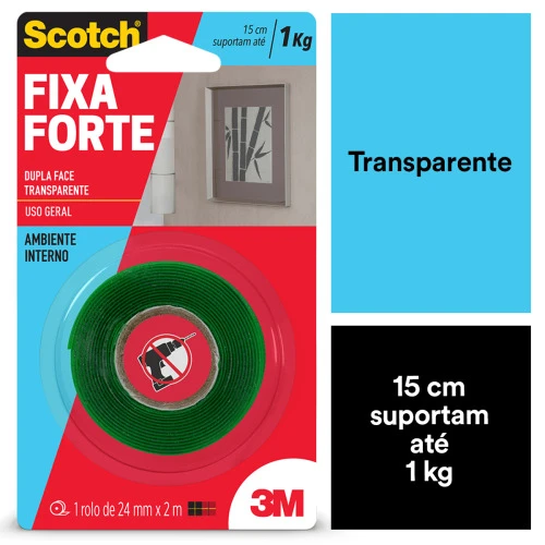 FITA DUPLA FACE 24MMX2M FIXA FORTE TRANSPARENTE 3M SCOTCH