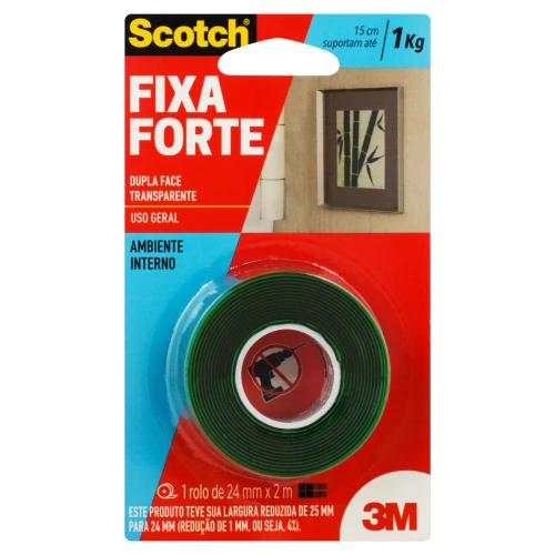 FITA DUPLA FACE TRANSPARENTE SCOTCH FIXA FORTE 24MM X 2M