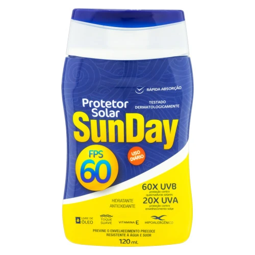 PROTETOR SOLAR FPS 60 SUNDAY FRASCO 120ML