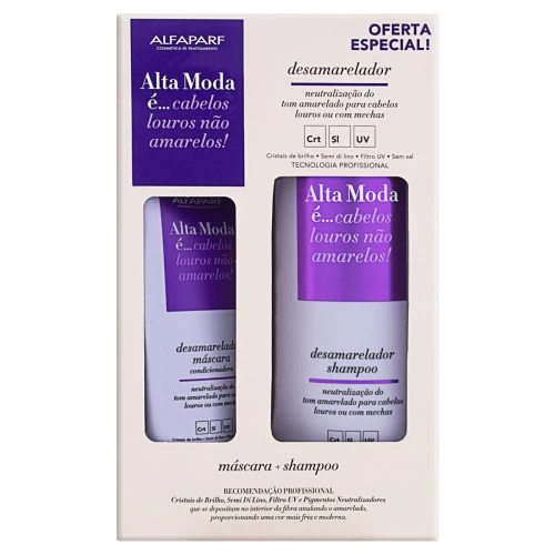 KIT MÁSCARA 200G SHAMPOO DESAMARELADOR 300ML ALFAPARF ALTA MODA
