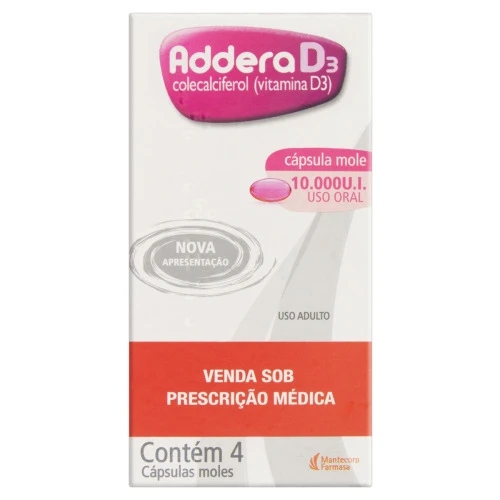ADDERA D3 10 000UI MANTECORP FARMASA CAIXA 4 CÁPSULAS