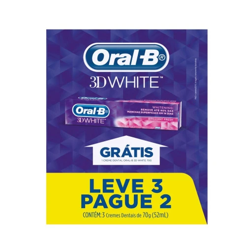 CREME DENTAL ORAL-B 3D WHITE - 70G LEVE 3 PAGUE 2