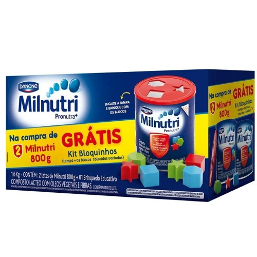 KIT COMPOSTO LÁCTEO MILNUTRI PREMIUM COM 2 UNIDADES DE 800G CADA GRÁTIS BRINDE