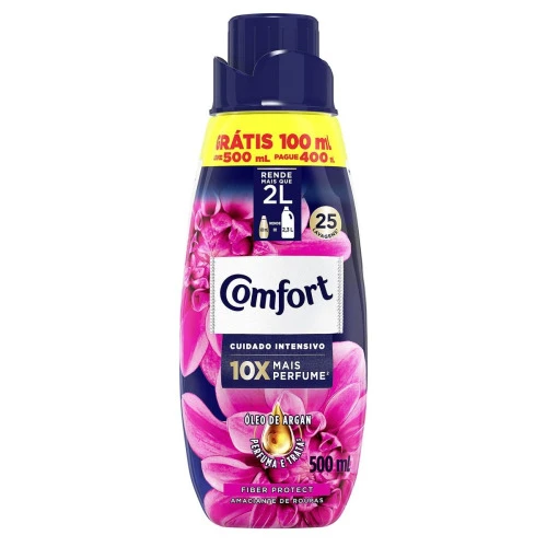 AMACIANTE DE ROUPA CONCENTRADO FIBER PROTECT COMFORT FRASCO LEVE 500ML PAGUE 400ML