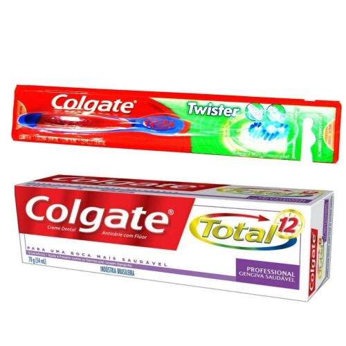 KIT ESCOVA DENTAL COLGATE TWISTER  CREME DENTAL COLGATE TOTAL 1